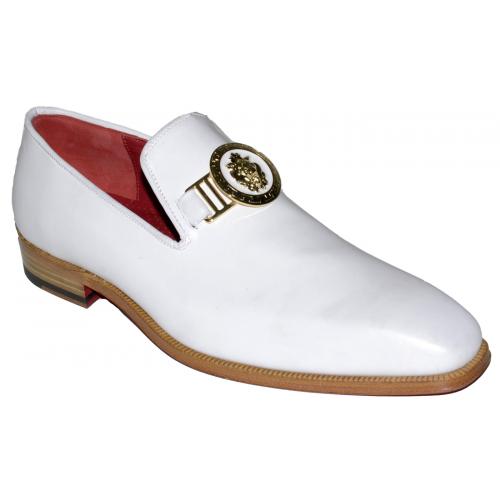 Emilio Franco "EF11" White Genuine Calf Leather Loafer Shoes.